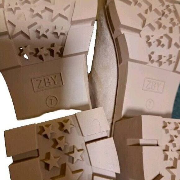 ZBY Juliet Holy Women's Tan Brushed Lug Sole Platform Ankle Combat Boots 7 - Picture 5 of 5